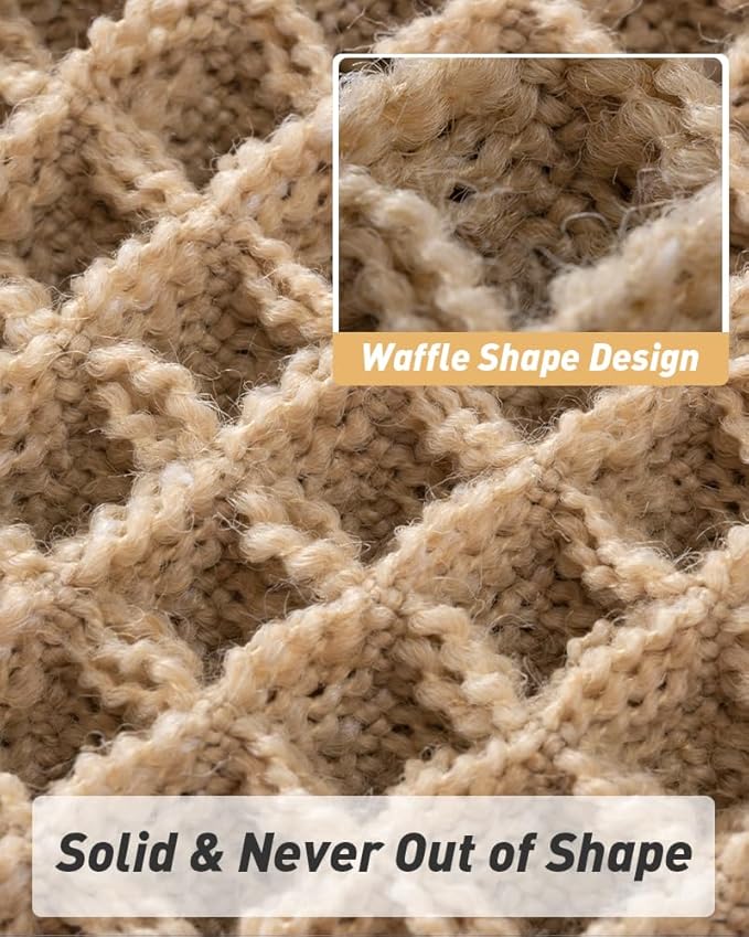 Waffle Bath Mat, Super Absorbent Non Slip Bath Mats for Bathroom Floor, Machine Washable Bathroom Rugs with Tassels, Rubber Backed Bathroom Mats, Ultra Soft, 17" x 24", Brown