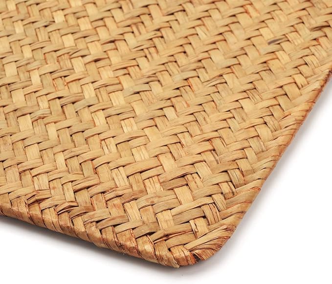 4 Pack Rectangular Woven Placemats, Natural Seagrass Place Mats, 17" x 12", Rattan Wicker Table Mats for Dining Table