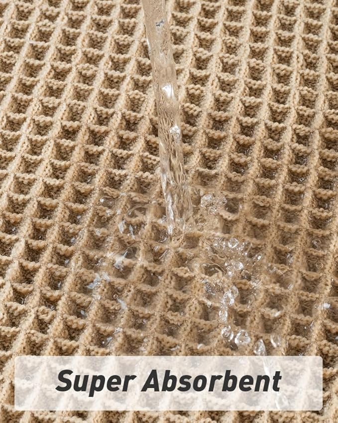 Waffle Bath Mat, Super Absorbent Non Slip Bath Mats for Bathroom Floor, Machine Washable Bathroom Rugs with Tassels, Rubber Backed Bathroom Mats, Ultra Soft, 17" x 24", Brown
