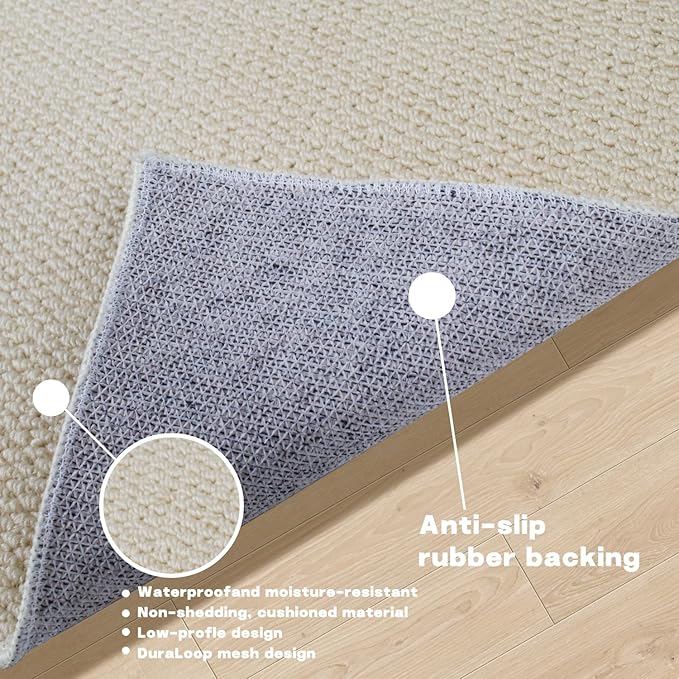 Front Door Mat 20"x 32" Faux Jute Indoor Entrance Doormat Outdoor Welcome Mat Entry Entryway Rugs Inside Outside Door Mats for Home Entrance Durable Non Slip Dirt Trapper Duty-Beige