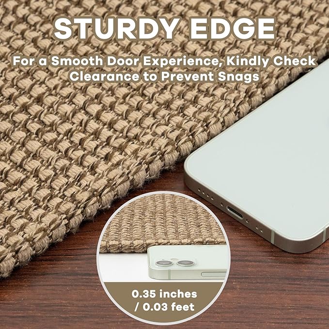 Woven Area Rug 2x3 Ft Washable Rugs for Entryway Braided Non Slip Throw Rugs Door Mat Indoor Outdoor Entrance Small Cotton Woven Carpet for Kitchen Foyer Front Door, Orange/Tan/Brown
