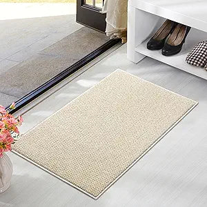 Front Door Mat 20"x 32" Faux Jute Indoor Entrance Doormat Outdoor Welcome Mat Entry Entryway Rugs Inside Outside Door Mats for Home Entrance Durable Non Slip Dirt Trapper Duty-Beige