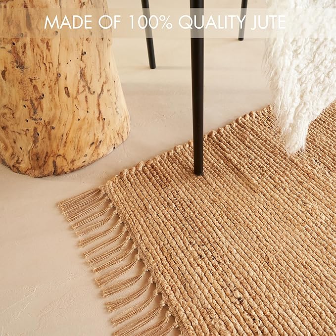Beautiful Jute Rug for Your Home - This Natural 2x3 ft Hand Woven Rug Fits Perfectly Into Your Entry Area, Kitchen Or Living Room - Modern Braided Mat Enhances Any Boho/Farmhouse Decor
