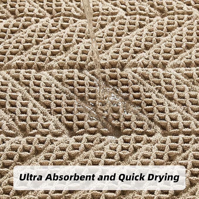 Bathroom Floor Mat,Boho Bath Rug,Super Absorbent Bath Mat,Bathroom Rugs Non Slip Washable, Quick Dry Shower Mats, Ultra Soft Bath Mat Towel,Brown,18"*30"