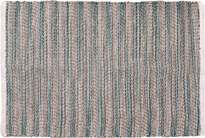Hand Woven Jute Rug 2'x3' - Teal, Reversible Boho Entry Area Rugs for Kitchen, Living Room, Patio Door Mat | Farmhouse Indoor Outdoor Decorative Rustic Rug - 24x36 Inch